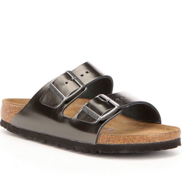 Birkenstock Shoes - Birkenstock Arizona Metallic Anthracite 38